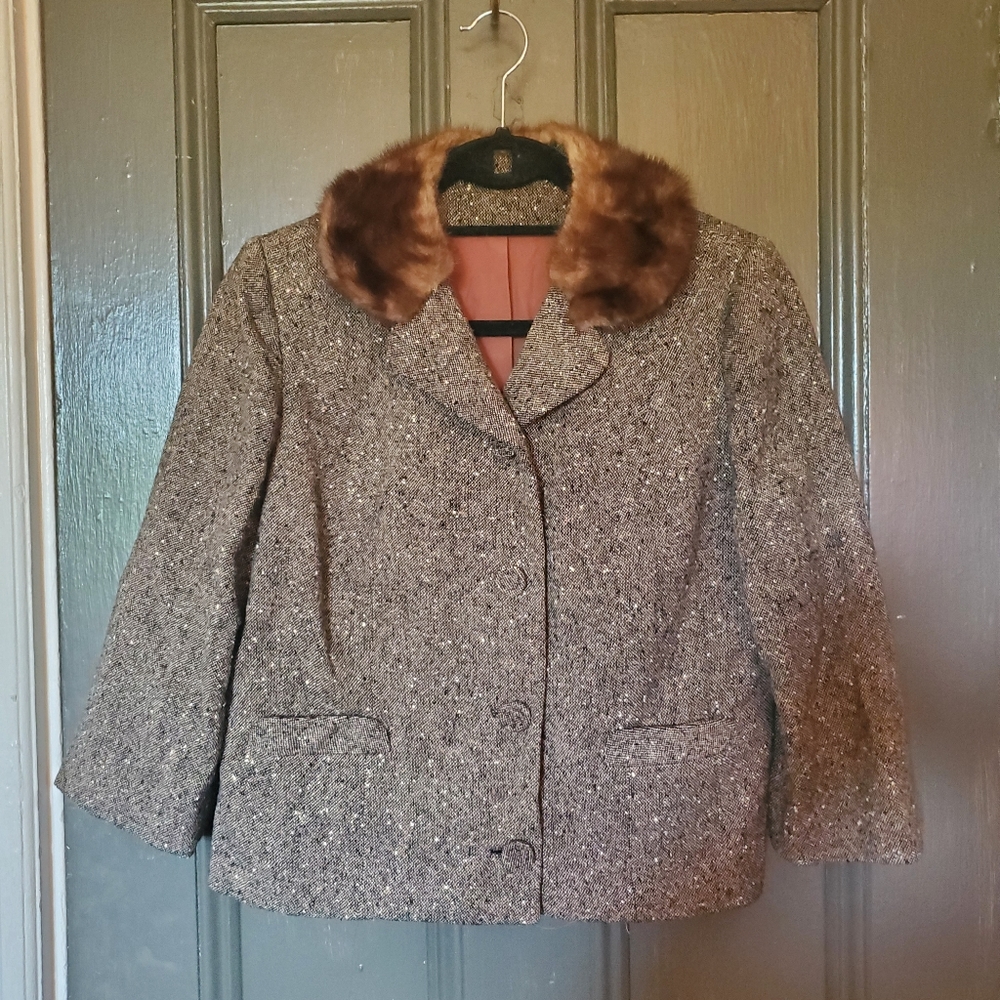 Briarbrook Wool Suit Blazer with Fur Collar